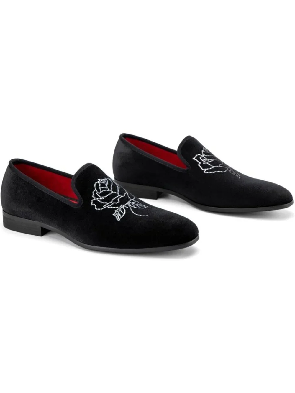 JITAI Men's Black Velvet Loafers Penny Slip On Tuxedo Wedding Fashion Prom Shoes